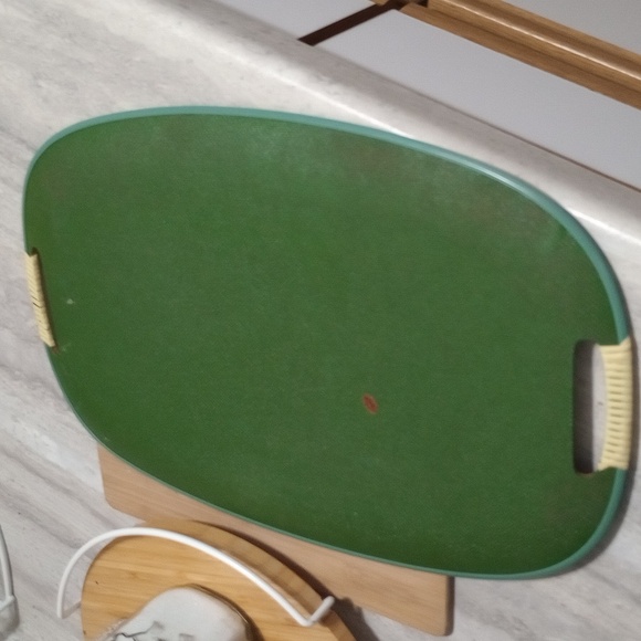 Vintage Serving Tray MCM Floral Roses Wrapped Handles - Picture 4 of 4